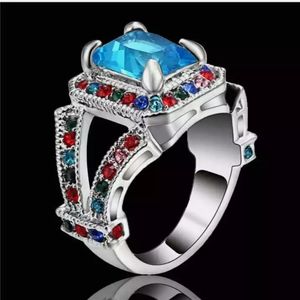 New Aquamarine Multi Gemstone White Gold Ring.